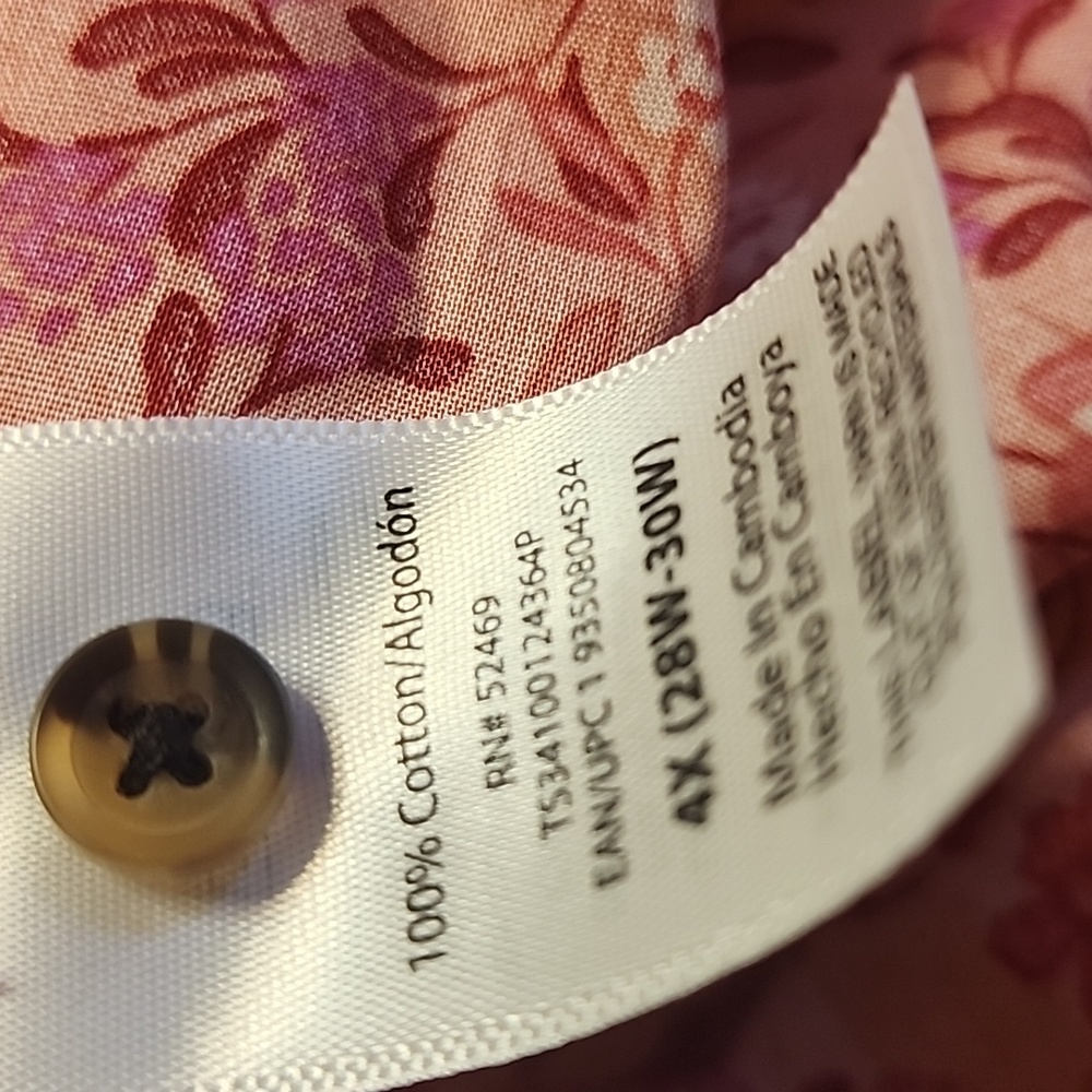 Terra & Sky Womens Plus NWT Dress Sz 4X (28w - 30w) Tie Front Rose White - Picture 8 of 9